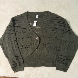 Old Navy Green Cropped Cardigan Sweater